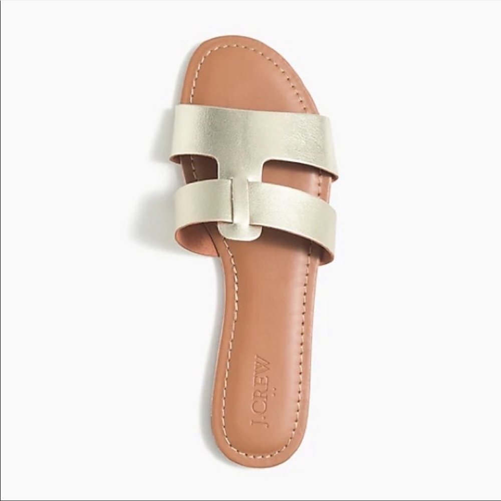 J. Crew gold leather beachside slide sandals size 6